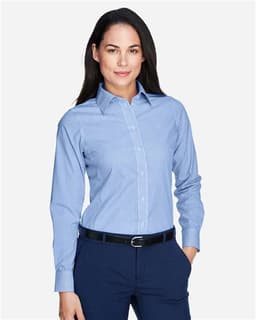 Women's Crown Collection® Banker Stripe Woven Dress Shirt view 3