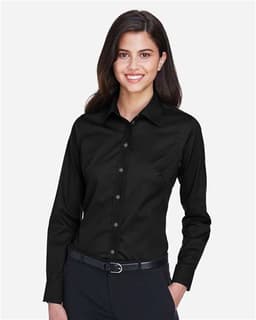 Women's Crown Collection® Solid Stretch Twill Woven Dress Shirt view 3