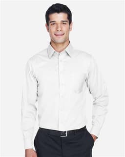 Men's Tall Crown Collection® Solid Stretch Twill Woven Dress Shirt view 3
