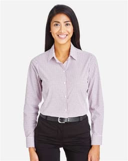 Women's CrownLux Performance® Micro Windowpane Woven Dress Shirt view 2