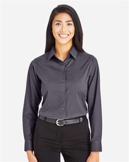 Women's CrownLux Performance® Tonal Mini Check Woven Dress Shirt view 2