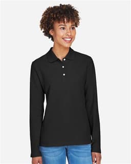 Women's Pima Piqué Long Sleeve Polo view 3