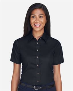 Women's Easy Blend™ Short Sleeve Twill Dress Shirt with Stain-Release view 3