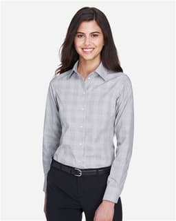 Women's Crown Collection® Glen Plaid Woven Dress Shirt view 3