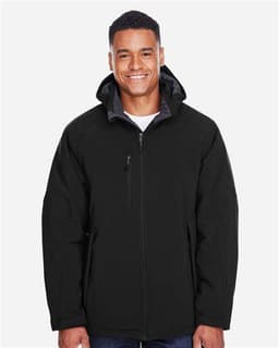 Men's Glacier Insulated Three-Layer Fleece Soft Shell Hood Jacket with Detachable Hood view 3