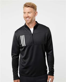 Men's 3-Stripes Double-Knit Quarter-Zip Pullover view 4