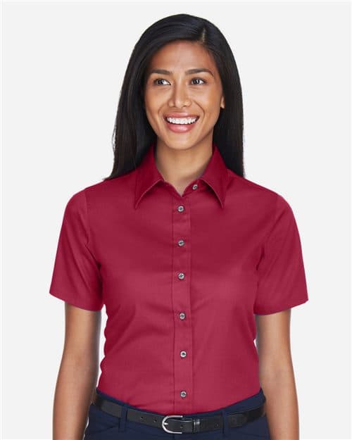 Women's Easy Blend™ Short Sleeve Twill Dress Shirt with Stain-Release