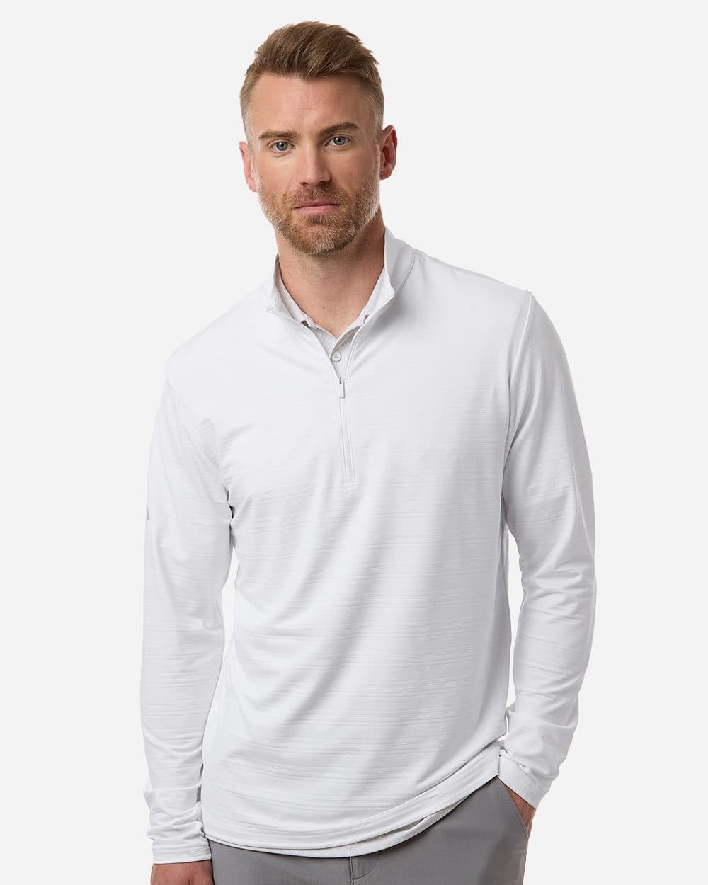 Men's Textured Stripe Quarter-Zip Pullover